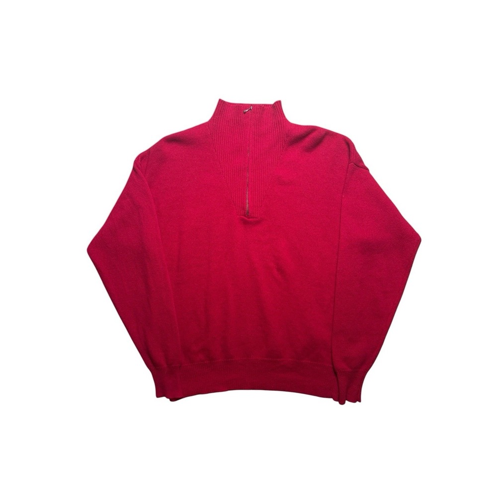 Vintage Gap 1/4 Zip Sweater Ribbed Lambswool Size Medium Early 90s